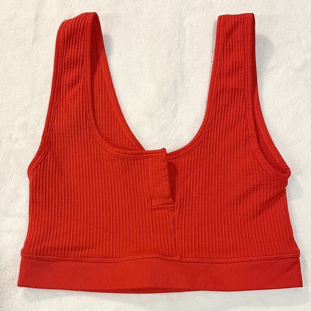 NEW NUX Bright Red Ribbed Bralette - Size: Large